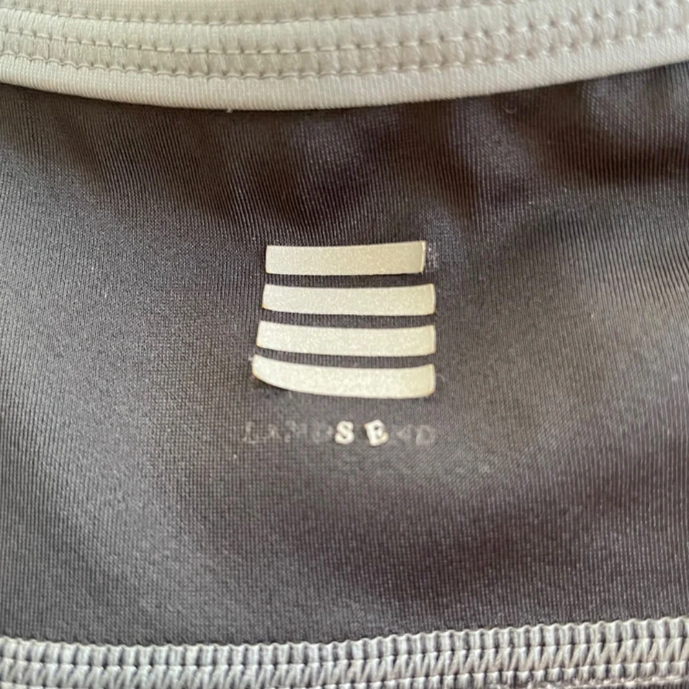 LAND'S END Women's Size 10D Tankini Black Gray Crisscross Straps
